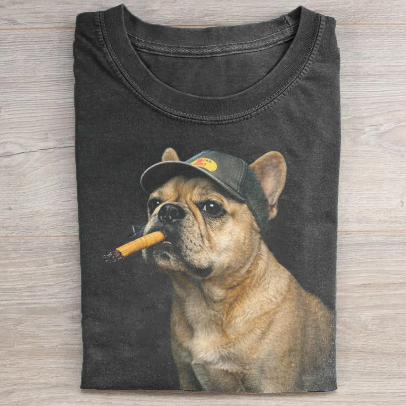 Funny French Bulldog Smoking T-shirt