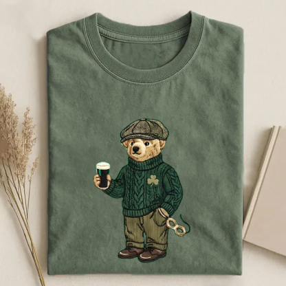 St Patricks Day Bear Retro Irish 90s T-Shirt