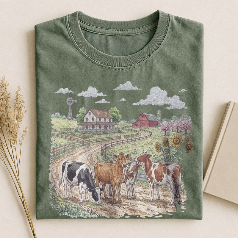 Vintage Farm Cow Country Pasture T-Shirt