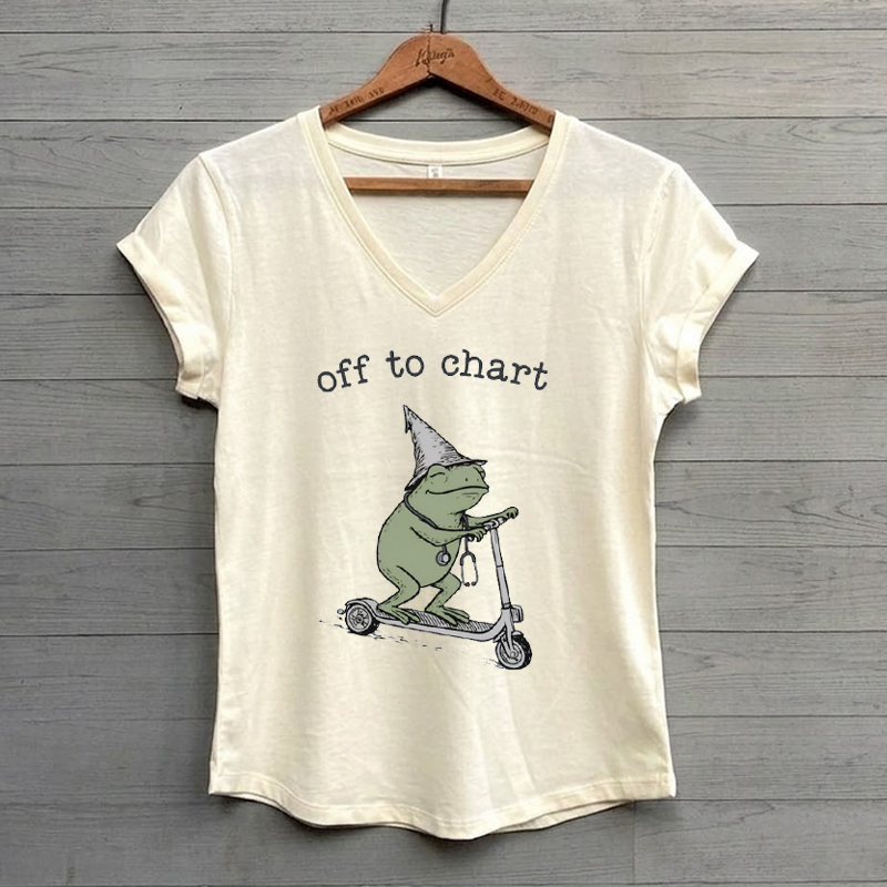 Off To Chart Nurse Frog Funny Nurse T-Shirt