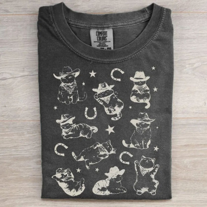  Cowboy Cats Retro Western Kitten T-Shirt