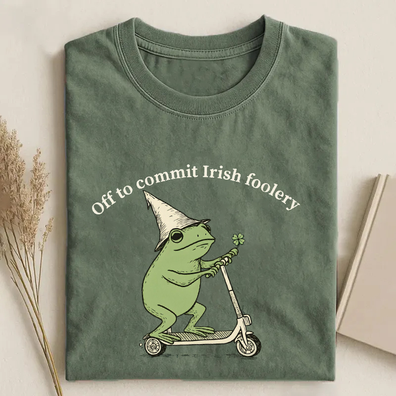 St Patricks Day Frog Off to Commit Irish Foolery T-Shirt