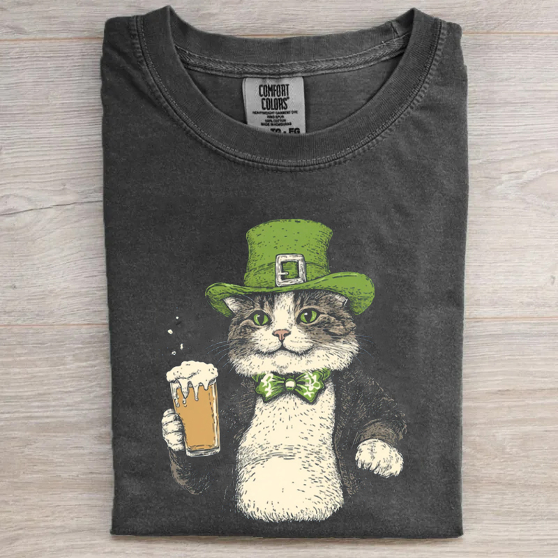 Funny Drunk Irish Cat St Patricks Day T-Shirt