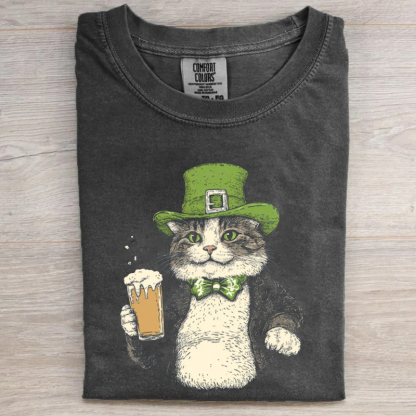 Funny Drunk Irish Cat St Patricks Day T-Shirt
