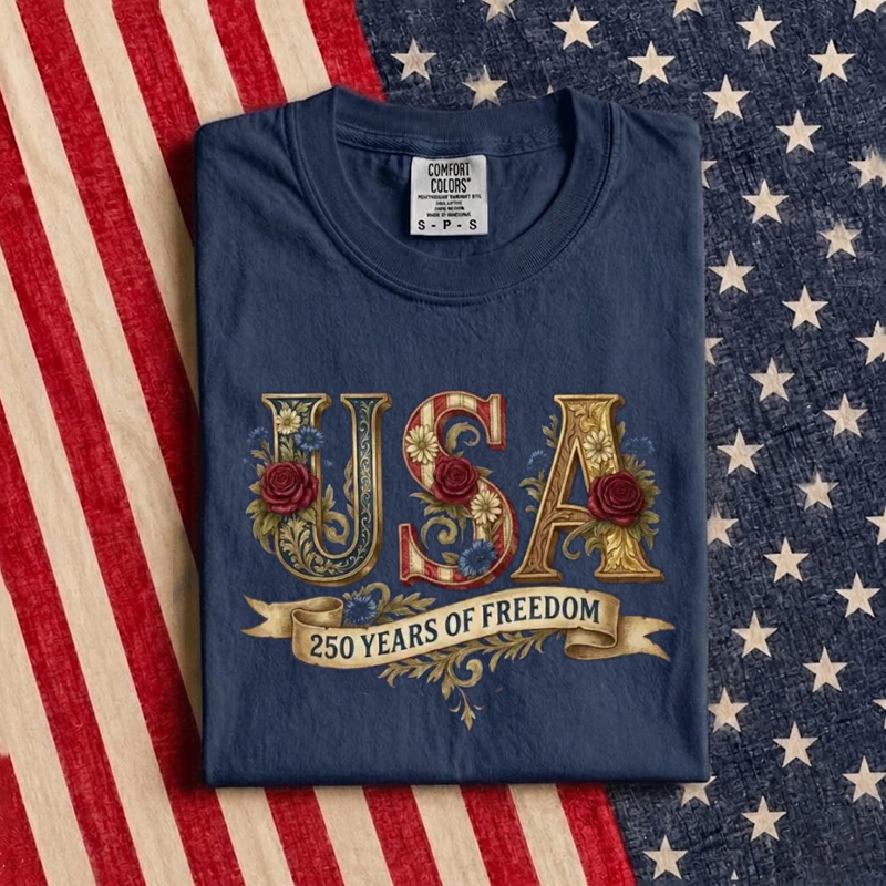 USA 250 Floral Patriotic T-Shirt