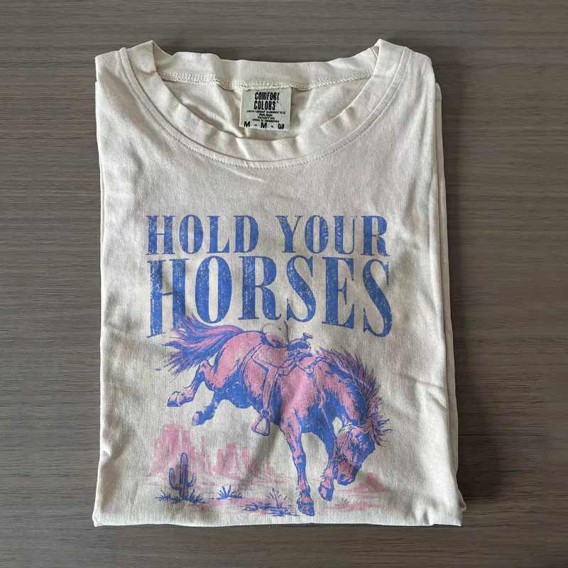 Hold Your Horses Retro Western T-Shirt