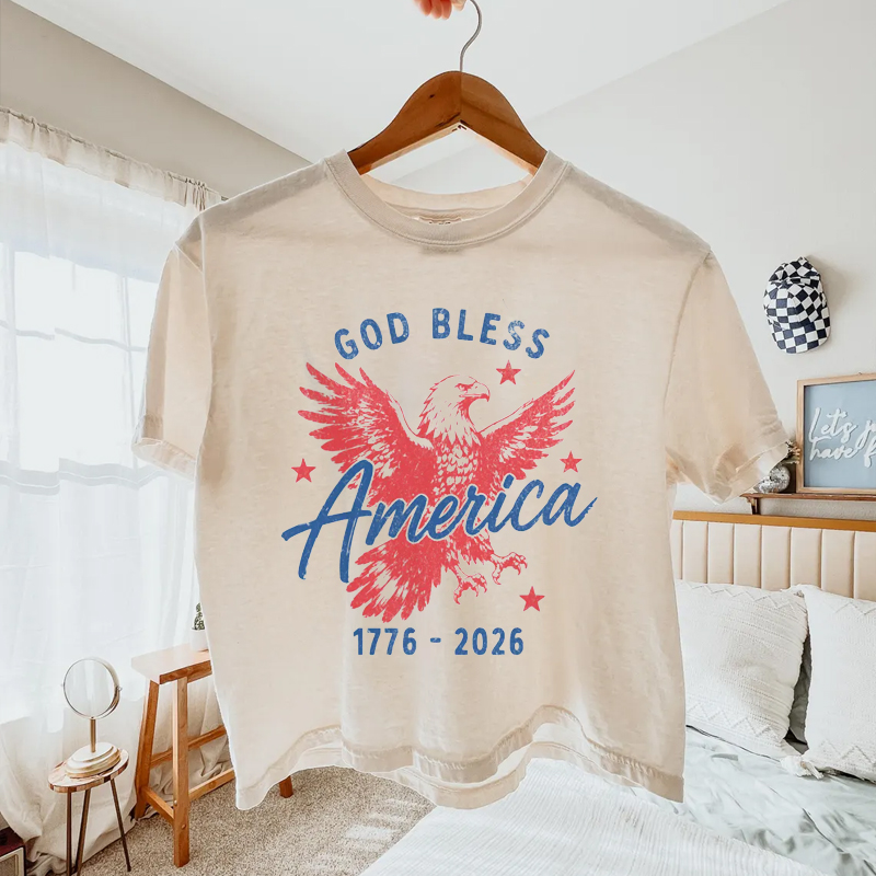 4th of July God Bless America 250th Anniversary Boxy T-Shirt