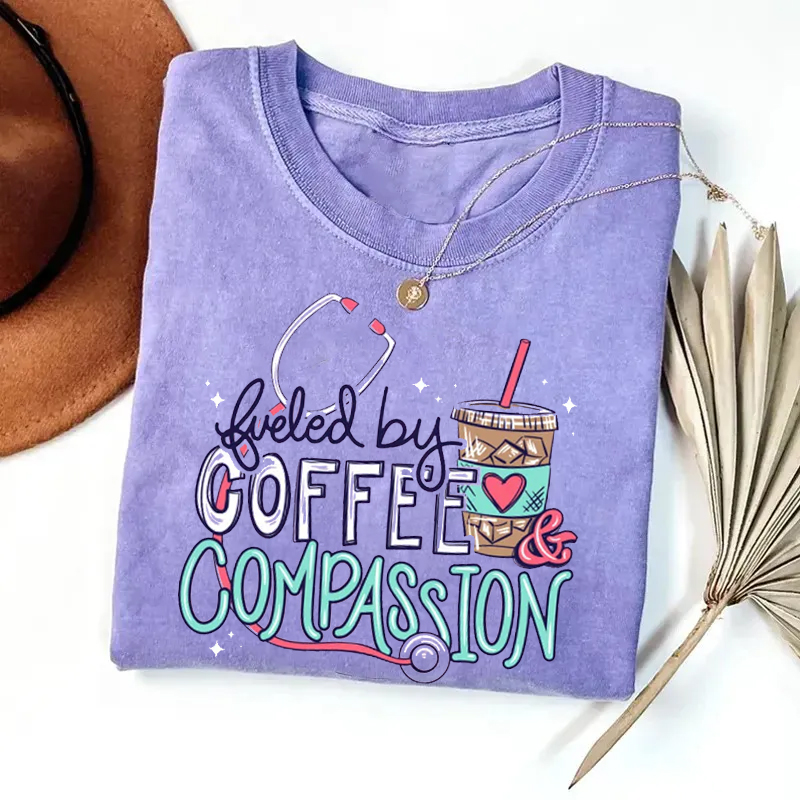 Coffee and Compassion Scrub Nurse T-Shirt