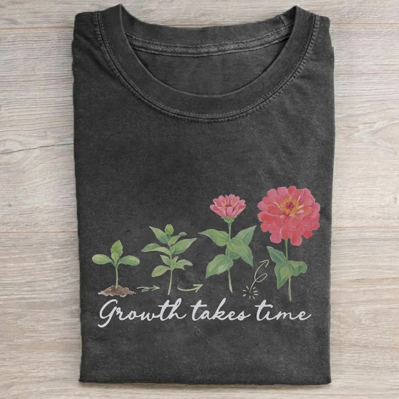 Floral Growth Takes Time Mental Health Awareness T-Shirt
