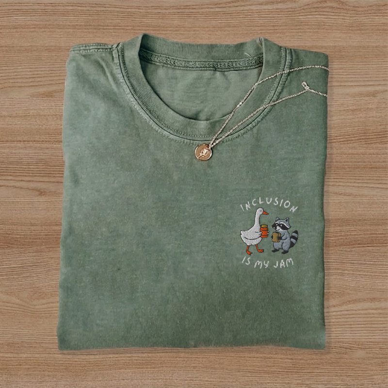 Embroidered Inclusion Is My Jam Neurodiversity Autism Awareness Inclusion Advocate T-Shirt