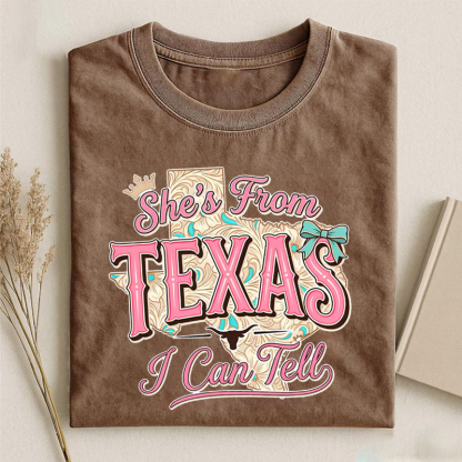She's From Texas I Can Tell Floral Texas Map Western T-Shirt