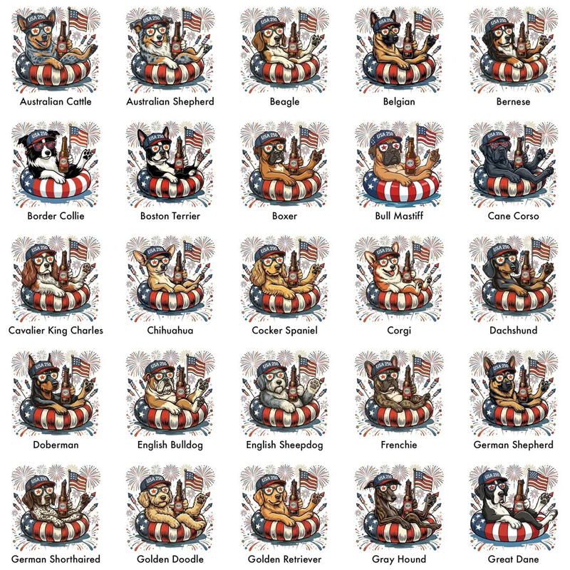 Custom America 250th Anniversary Funny Patriotic Dogs 4th of July T-Shirt