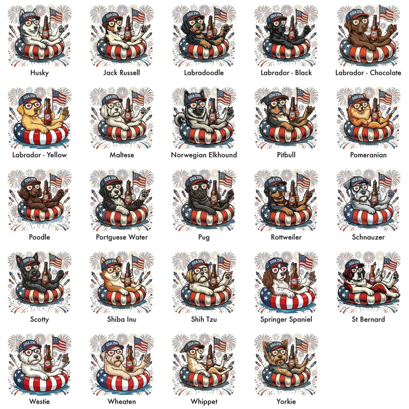Custom America 250th Anniversary Funny Patriotic Dogs 4th of July T-Shirt