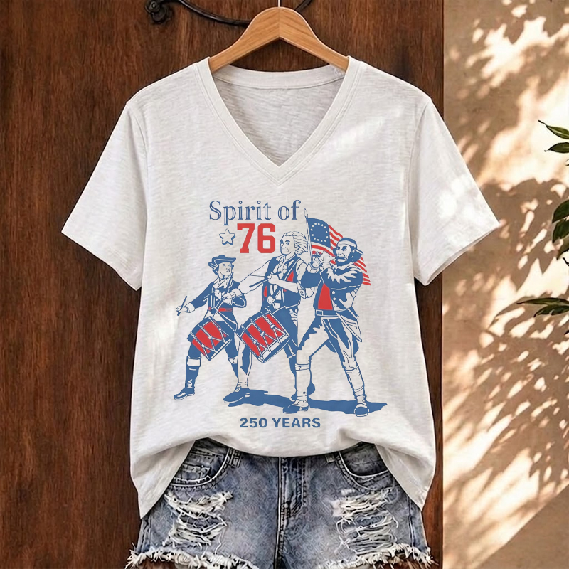 USA 250 Anniversary Spirit of 76 V-neck T-Shirt