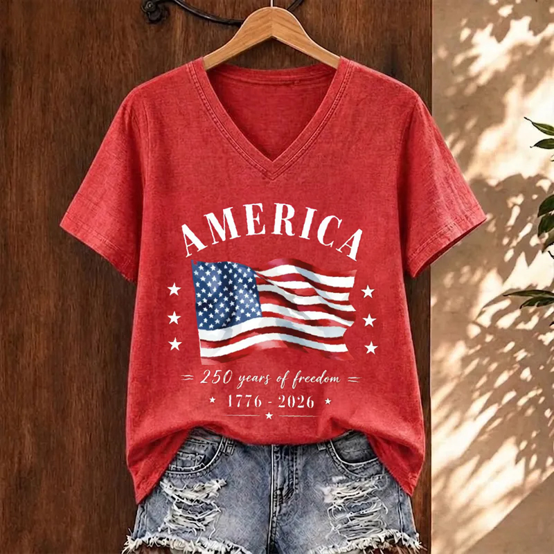 America 1776-2026 4th Of July V-neck T-Shirt