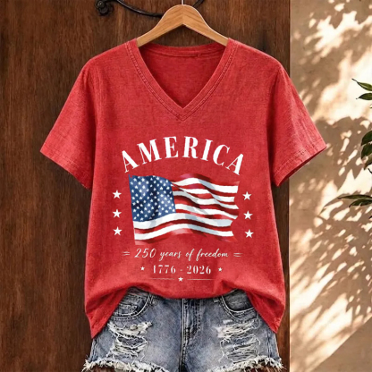 America 1776-2026 4th Of July V-neck T-Shirt