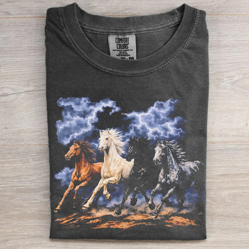 Running Horses Vintage 90s Graphic T-Shirt
