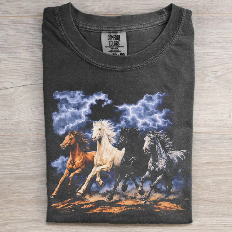 Running Horses Vintage 90s Graphic T-Shirt