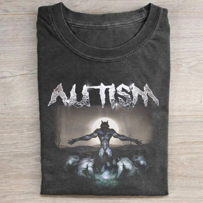 Funny Autism Wolf Autism Awareness Humor T-Shirt