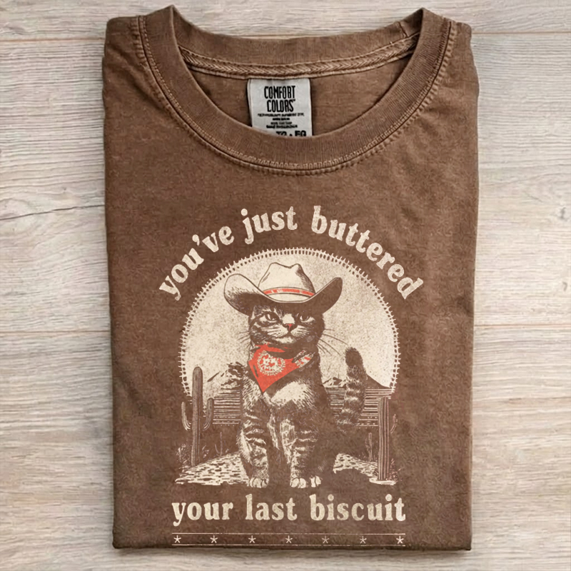 Funny Western Cowboy Cat Graphic T-Shirt