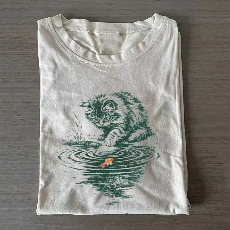 Vintage Folk Art Cat T-shirt