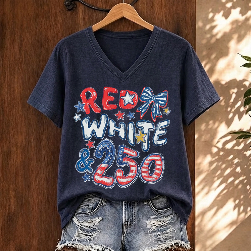  250th Anniversary Red White and 250 V-neck T-Shirt