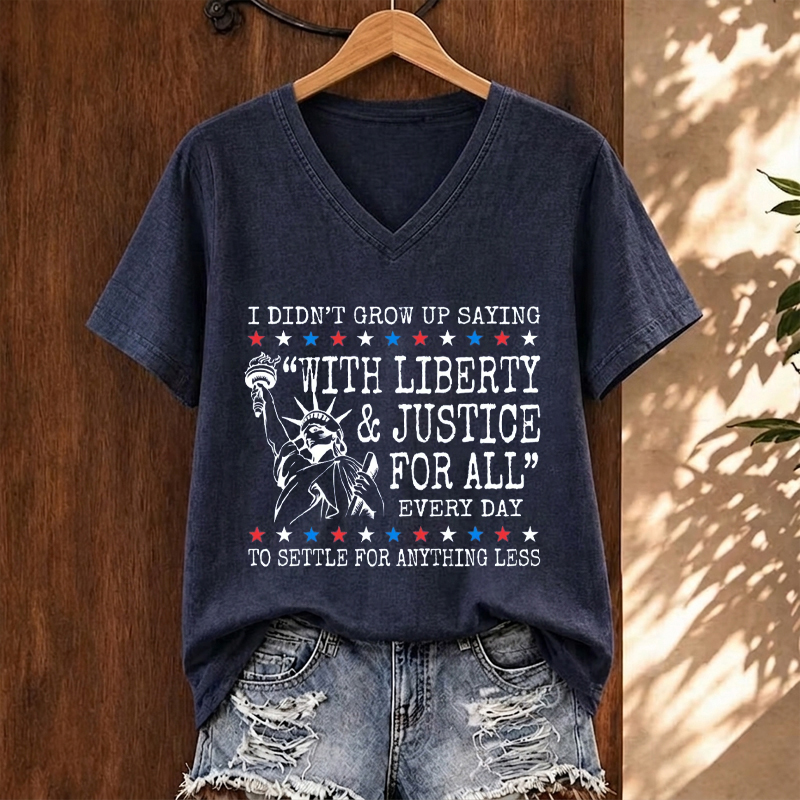 Liberty and Justice Patriotic Human Rights V-neck T-Shirt