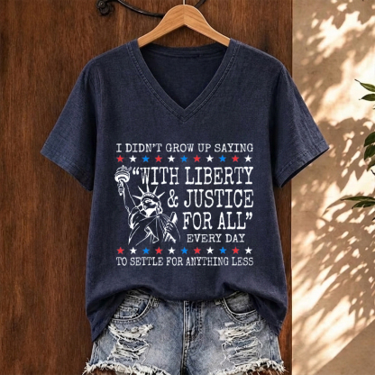 Liberty and Justice Patriotic Human Rights V-neck T-Shirt
