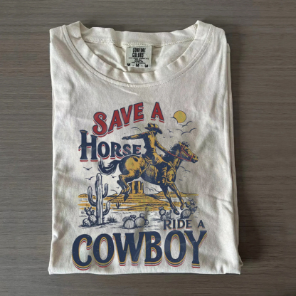 Save a Horse Ride a Cowboy Vintage 90s Western T-Shirt