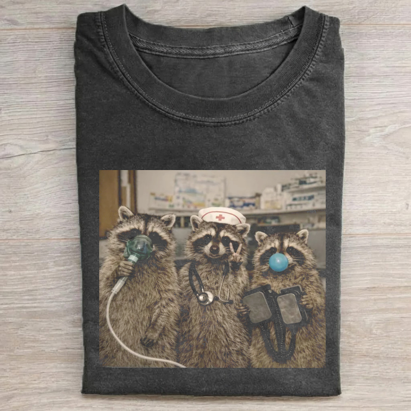 Funny Nurse Raccoon T-Shirt