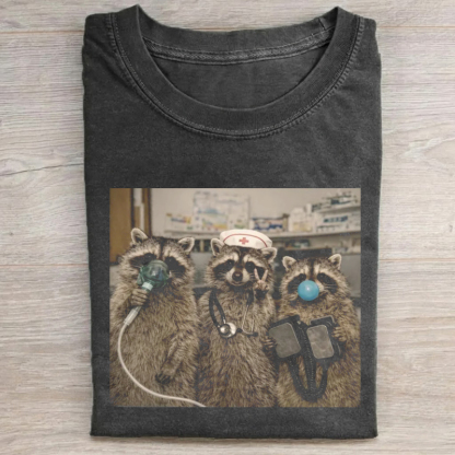 Funny Nurse Raccoon T-Shirt