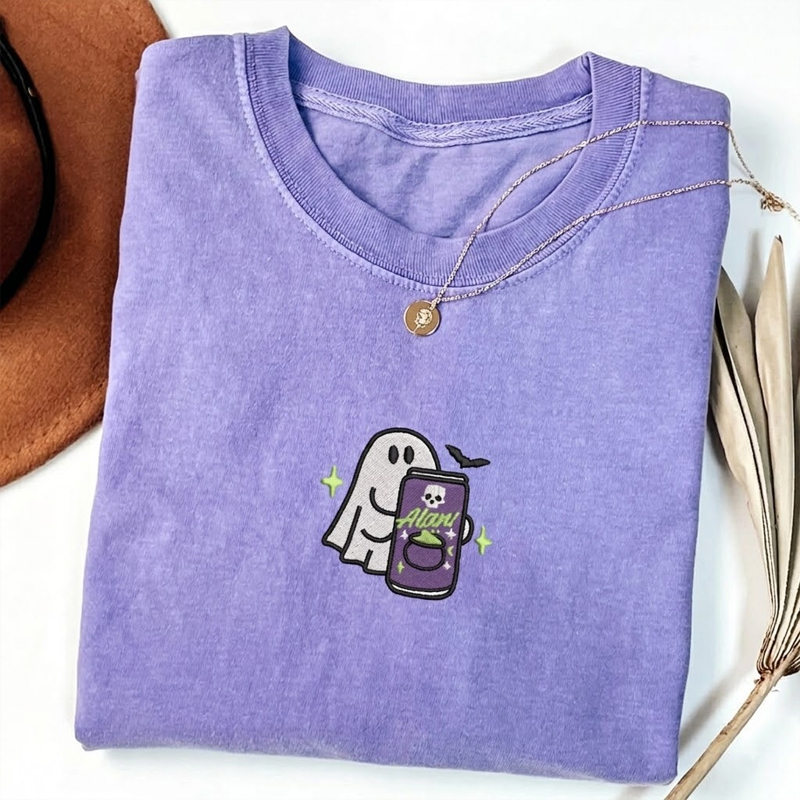 Embroidered Spooky Ghost Halloween T-shirt