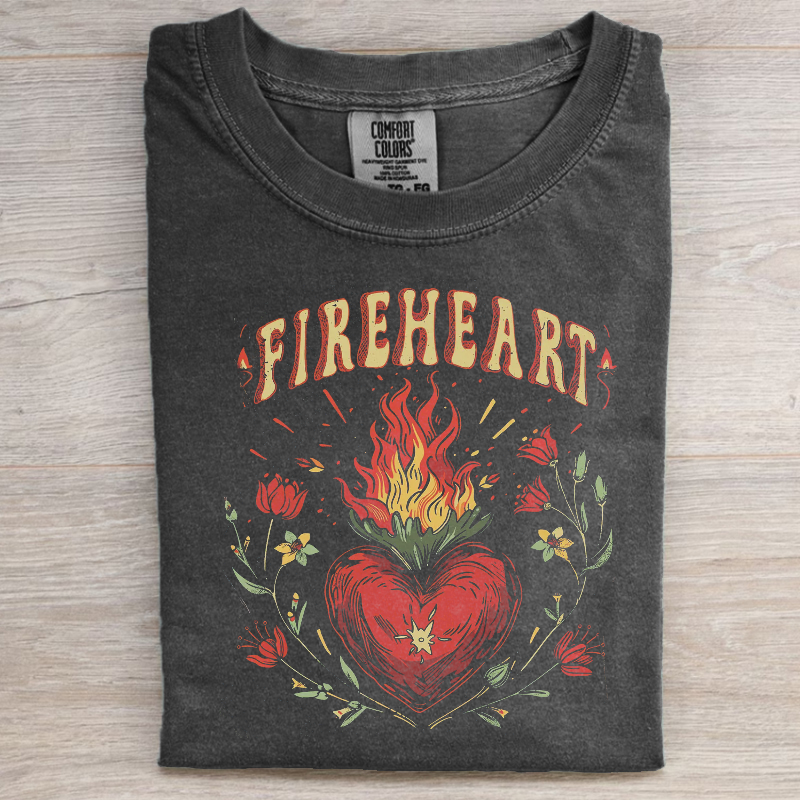 Vintage Fire-heart T-shirt
