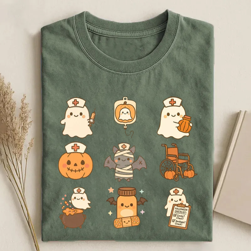  Ghost Nurse Halloween T-Shirt