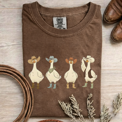 Western Goose Cowboy Hat Graphic T-Shirt