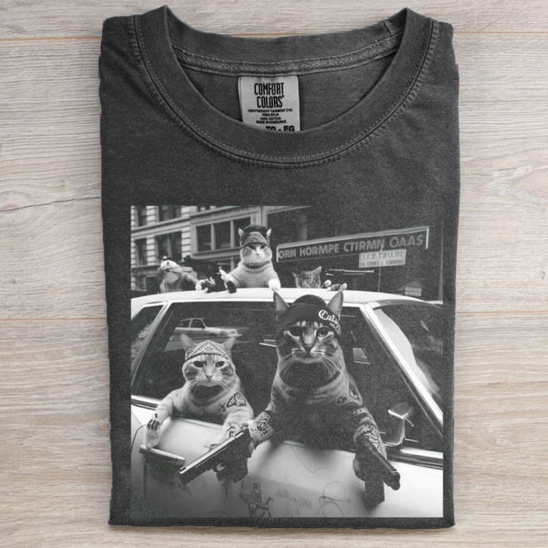 Funny Cat Gang Vinage T-shirt