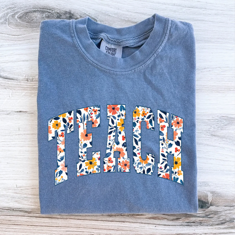  Floral Teach Teacher Back to School T-Shirt