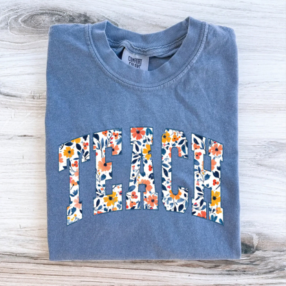  Floral Teach Teacher Back to School T-Shirt