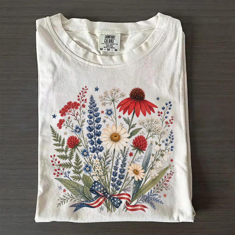  Floral 4th of July T-Shirt