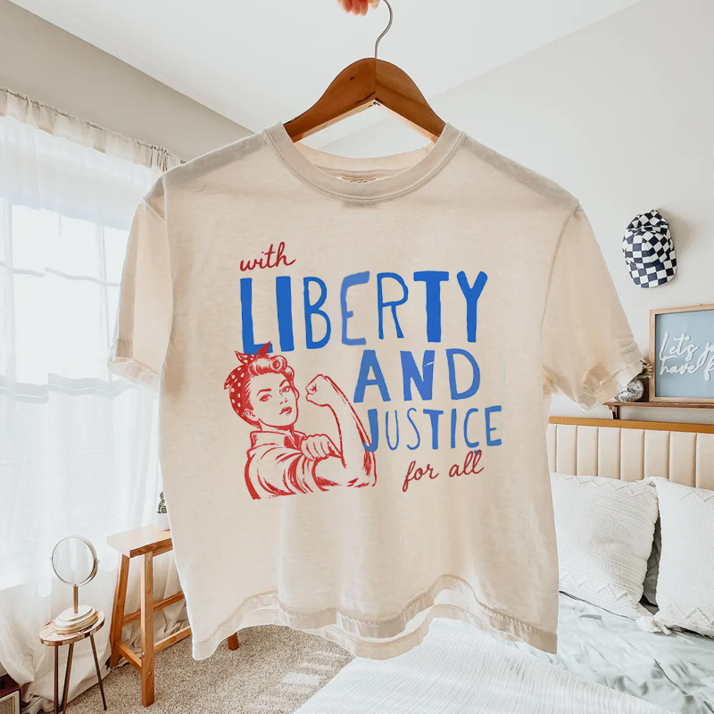 Liberty And Justice For All 4th Of July Boxy T-Shirt