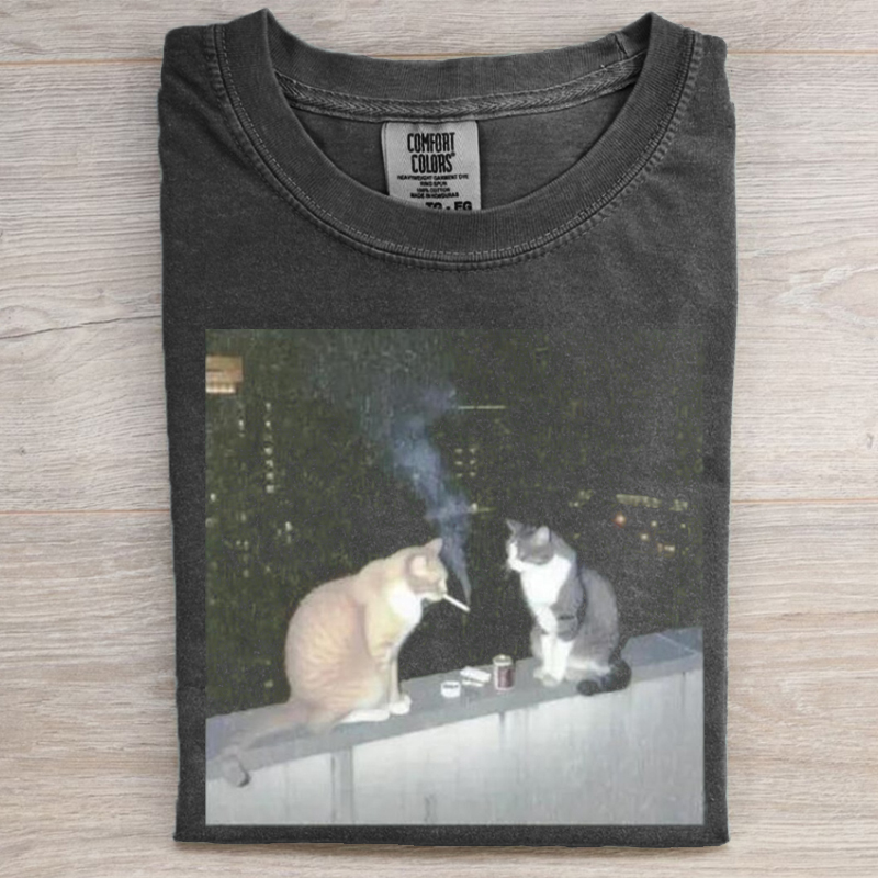 Vintage Cat Smoking T-shirt