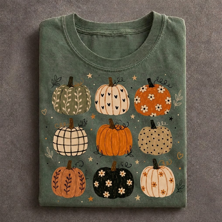 Cute Fall Pumpkin Pattern T-shirt