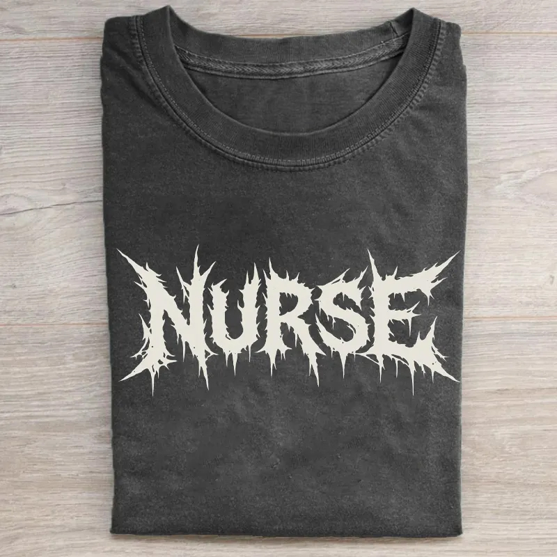 Death Metal Nurse Black Metal Style Healthcare Worker T-Shirt
