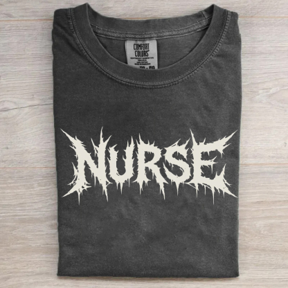 Death Metal Nurse Black Metal Style Healthcare Worker T-Shirt
