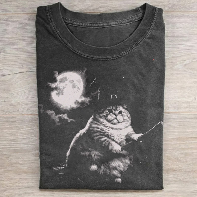 Chonk Witch Cat meme Halloween T-shirt