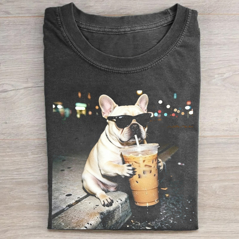 Iced Coffee Gang Funny French Bulldog T-Shirt