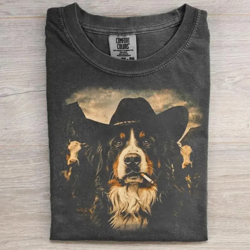 Vintage 90s Western Bernese Mountain Smoking T-Shirt
