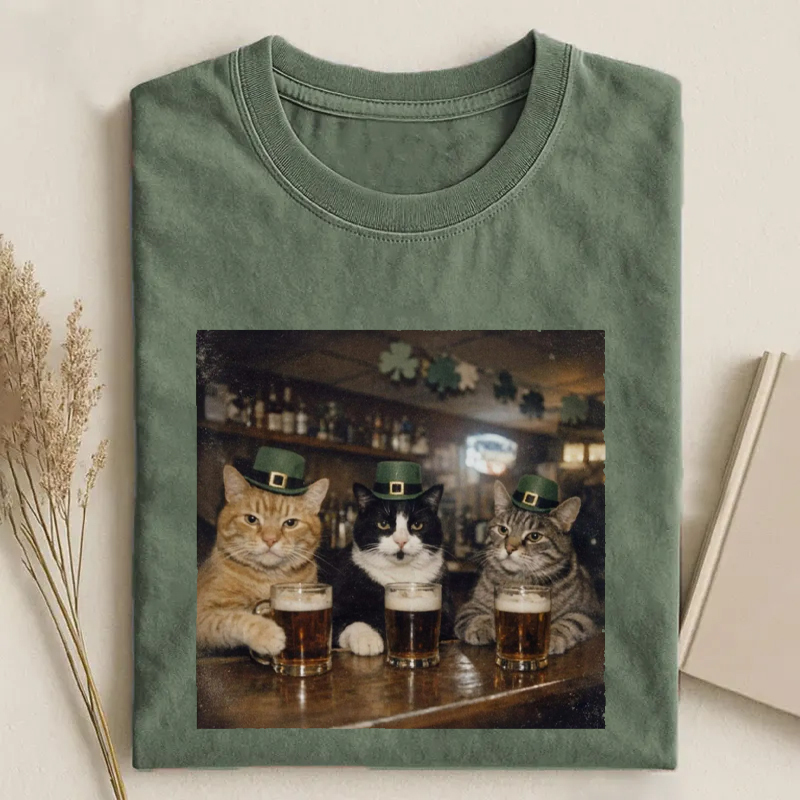 St Patricks Day Funny Cat Beer T-Shirt