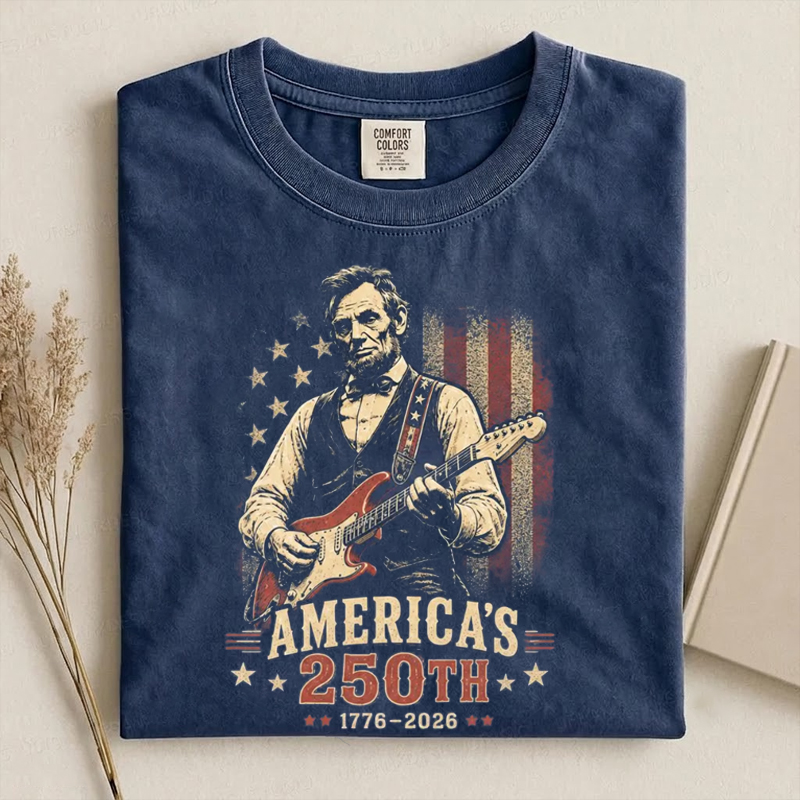Abraham Lincoln Guitar America 250th Patriotic T-Shirt