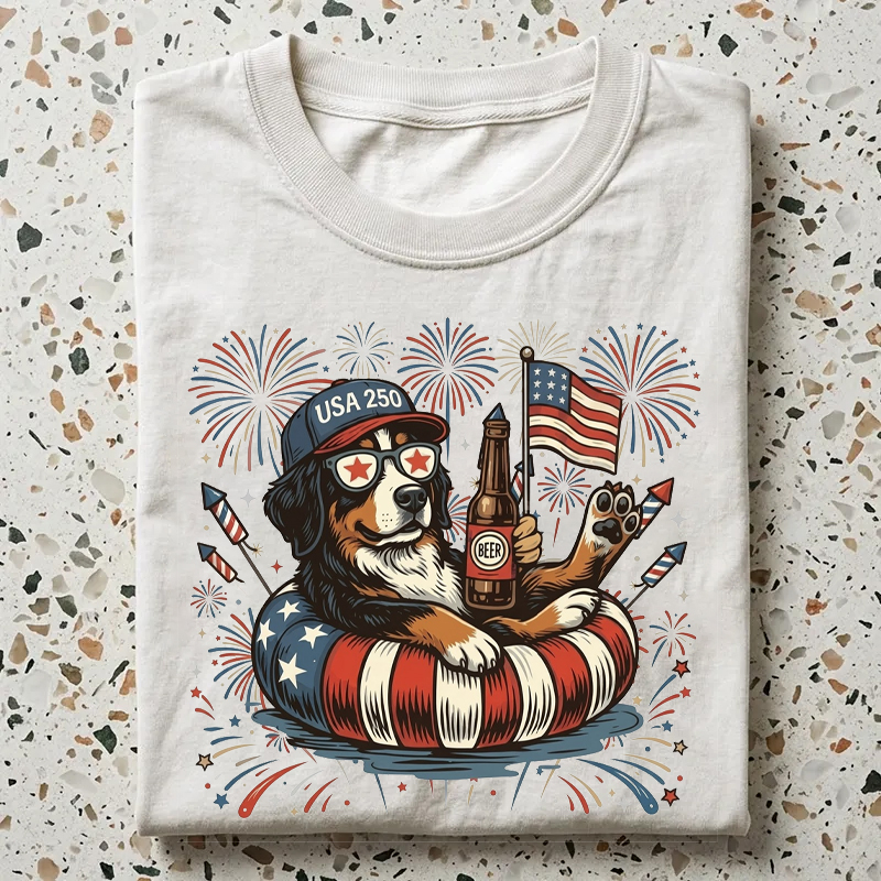Custom America 250th Anniversary Funny Patriotic Dogs 4th of July T-Shirt